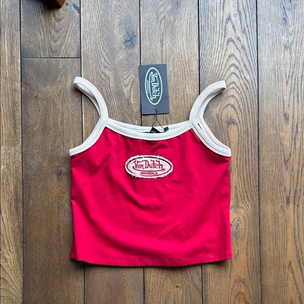 von dutch red contrast cami crop tank size small